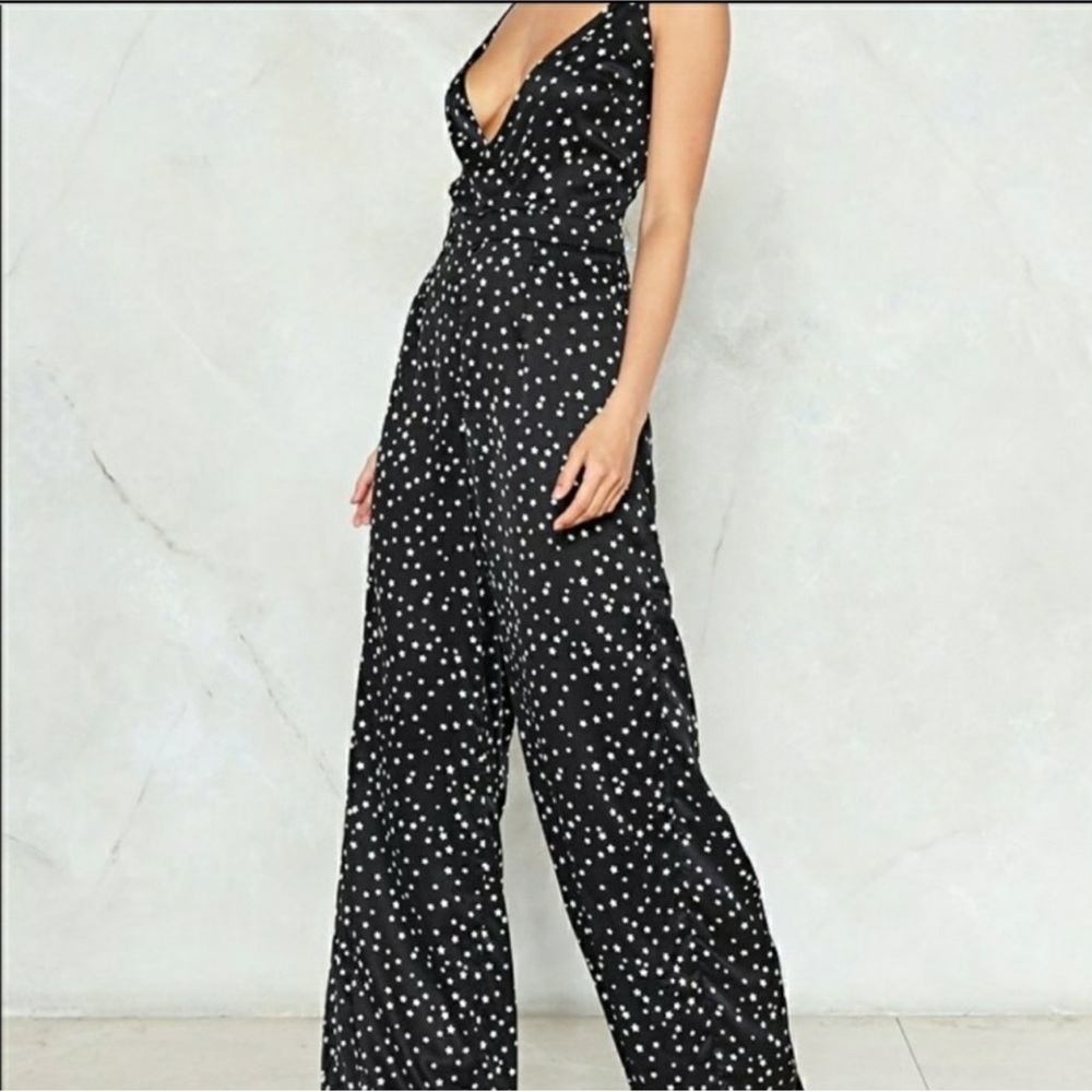 NWT Nasty Gal Novelty Star Black & White Jumpsuit Size 6
